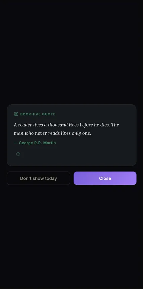BookHive daily quote card