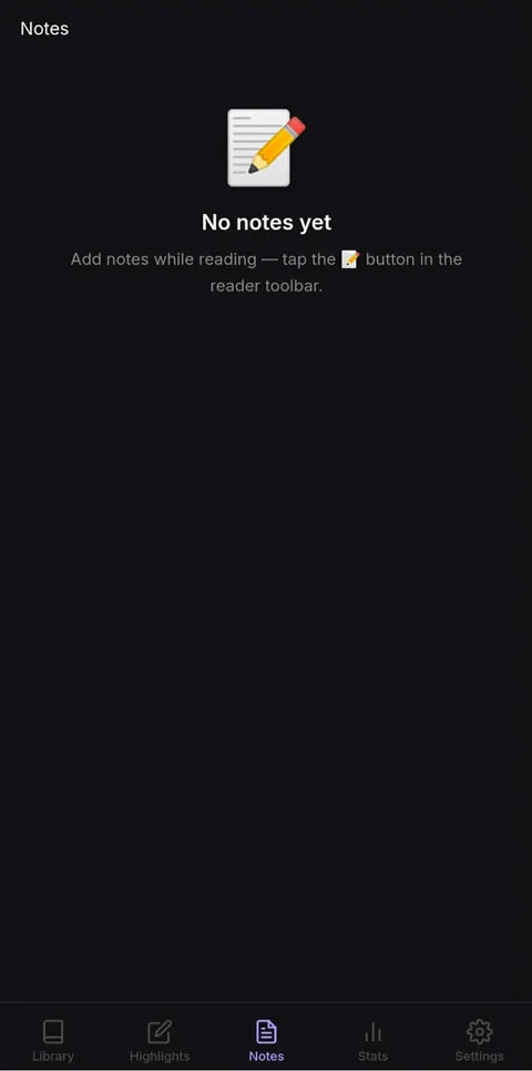 BookHive Notes screen